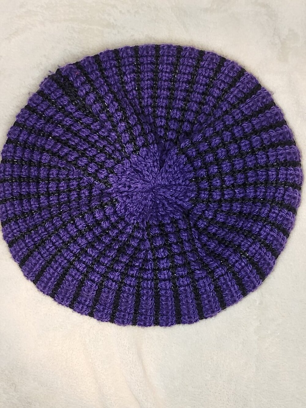 Calvin Klein Purple Black Knit Beret Hat Wool Blend One Size